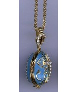 Religious Egg Pendant w/clear Crystal Cross, Lt. Blue main with decor an... - $816.05 MXN