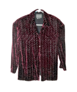 Kay Unger Women&#39;s Velvet Shirt Size 8 Purple Button Front Long Sleeve Co... - £27.84 GBP