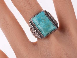 sz11 Vintage Navajo Sterling and turquoise ring - £106.44 GBP