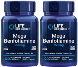 MEGA  BENFOTIAMINE BLOOD SUGAR SUPPORT 250mg  2 Bottles LIFE EXTENSION - £35.83 GBP