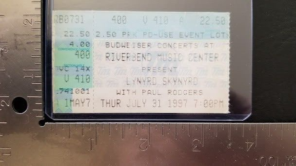 LYNYRD SKYNYRD / PAUL RODGERS - VINTAGE JULY 31, 1997 CONCERT TOUR TICKE... - $10.00