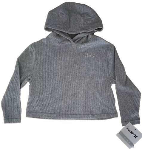 HURLEY ~ Hooded ~ Long Sleeve Shirt w/Hair Tie ~ Grey Heather ~ Girls&#39; S... - $28.05
