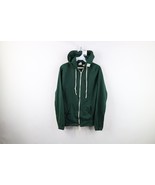 Deadstock Vintage 60s 70s Boys XL Blank Full Zip Hoodie Sweatshirt Green... - $1,648.27 MXN