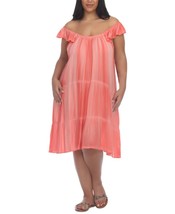 MSRP $54 Raviya Pigment-Wash Off-The-Shoulder Dress Cover-Up Orange Size 2X - £6.74 GBP