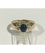 10k Yellow Gold Blue Star Sapphire Diamond Men&#39;s Ring - $299.00
