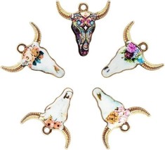 Enamel Charms Longhorn Texas Western Pendants Stock Show Findings Bulk 20pcs - £18.98 GBP