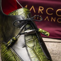 Anzio Genuine Alligator and Calfskin Dress Derby Shoes Rustic Green image 9