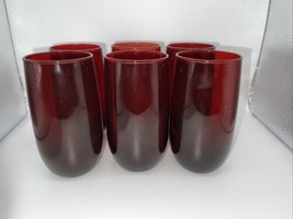 Vtg Ruby Red Roly Poly 12 oz Glasses Set of 6 - £19.97 GBP