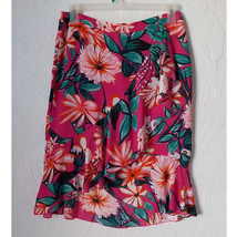 Ann Taylor Factory Pink Floral Ruffles Skirt Knee Length Peplum Hem Women Sz 10 - £11.87 GBP