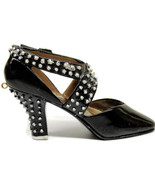 Black Crossover Buckle Rhinestone Accented Shoe Vintage Collectable - £19.61 GBP