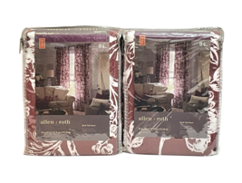 Allen + Roth Jacklyn Panel Pair (2) 44&quot; x 84&quot; Brown White Back Tab Floral Cotton - £33.23 GBP