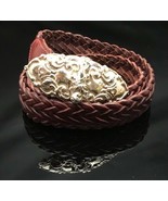 R.O.C. Womens Belt 3118 34” Red Braided Leather Silver Colored Bolo Buckle - $235.44 MXN