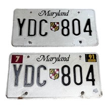 Vintage 1991 Maryland Collectible license Plate Set Matching Shield Original Tag - £29.39 GBP