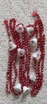 Vintage 94&quot; Red Mercury Glass Beaded Christmas Garland W/ Bells - £55.02 GBP