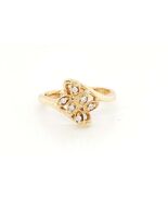 14k Yellow Gold Diamond Leaf Ring - $6,439.49 MXN