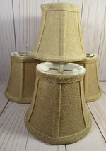 Mini Lamp Shades 4 qty Burlap Bell Shaped FOR MINI BULBS  5&quot; x 4&quot; Clean Unused. - $19.77