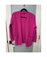 Merokeety Pink Open Front Cardigan Sweater L Cozy Knit Pockets - $28.00