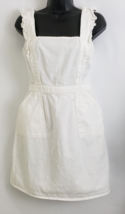 Japna Sleeveless Square Neck Ruffled Accent Cotton White Denim Dress Size S - $29.65