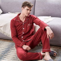 Blue/ Grey/ Red Leisure Cotton 2PCs Men&#39;s Long Sleeves Pajama Sets L/XL/... - £47.17 GBP