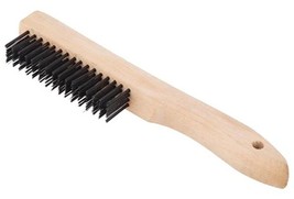 Steel WIRE BRUSH w/ 1&quot; L Hard Stiff Steel Bristles w/ Wood handle 10 1/4&quot; length - £18.88 GBP