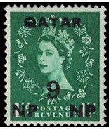 1957 QATAR Stamp - Overprint, Surcharge, 9/1 1/2Np G15 - $1.49