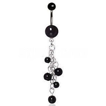 316L Surgical Steel Black Acrylic Navel Ring with - $17.95