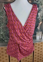 Lily Blouse Size L Geometric Sleeveless Pink - $17.82