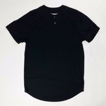 Russell Athletic Two Button Solid Placket Baseball Jersey Men&#39;s Small Black - $12.77