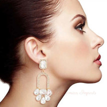 Gold Arched Crystal Earrings - £9.59 GBP