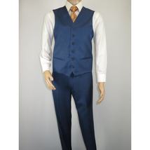 Mens Vitali Three Piece Suit Vested Sharkskin Sheen M3090 Royal blue Regular fit image 8