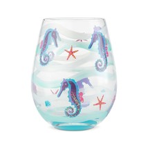 Seahorse Lolita Wine Glass 20 oz Stemless 5" High Gift Boxed Collectible Ocean - $28.71
