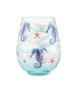 Seahorse Lolita Wine Glass 20 oz Stemless 5&quot; High Gift Boxed Collectible... - £22.68 GBP