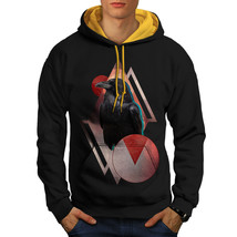 Wellcoda Crow Raven Novelty Circle Mens Contrast Hoodie - £34.14 GBP