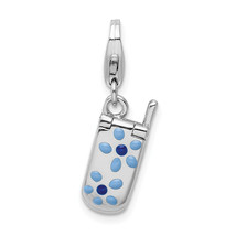 Amore La Vita Silver  Polished 3-D Enameled Moveable Flower Cell Phone Charm wit - £28.66 GBP