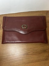 Vintage Etienne Aigner Handbag Envelope Clutch Purse 70s Oxblood Leather Brass - £53.27 GBP