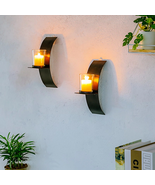 Candle Holder Set of 2 Black - Threshold WALL Metal Holders Lantern Tape... - $705.25 MXN