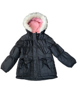 OshKosh B&#39;gosh Girls Cute Winter Jacket Black Faux Fur Hooded Coat - £14.49 GBP