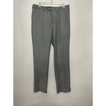 ZNT18 Mens Dress Pants Gray Plaid Pockets Flat Front Career Formal 35x31... - $34.27