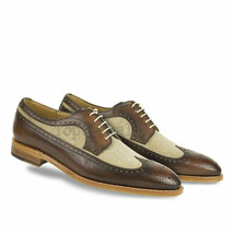 Handmade Men&#39;s Leather Correspondent Wingtips Custom Made Formal Shoes-516 - £175.81 GBP