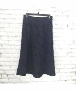 H&amp;M Skirt Womens 8 Blue Burn Out Textured Lined A Line Midi Skirt Academia - $29.99