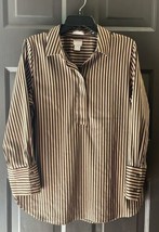 Chico&#39;s Striped No Iron Blouse Brown &amp; Black - £19.78 GBP