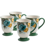 Set of Four (4) ~ Pioneer Woman ~ ROSE SHADOW ~ Latte/Coffee Mug Set - €43,27 EUR