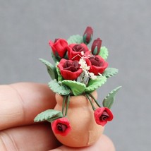 AirAds Dollhouse 1:12 scale miniature red roses w/ clay pot - £7.51 GBP
