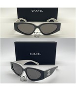 NEW CHANEL CH6056 Cat Eye Sunglasses Black White Acetate Gray Lenses - 1... - $5,501.13 MXN