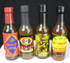 RARE! x4 hot sauce GLASS COLLECTIBLE BOTTLE New Old Stock Chit&#39;s Hellape... - $34.99
