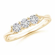 ANGARA Criss-Cross Shank Diamond Three Stone Promise Ring for Women in 14K Gold - £843.25 GBP