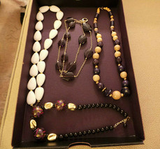 Lot of 4 Large Beaded Necklaces Wood Beads; Ralph Lauren Lauren; White; Multi NF - £55.95 GBP