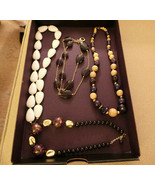 Lot of 4 Large Beaded Necklaces Wood Beads; Ralph Lauren Lauren; White; ... - £55.04 GBP