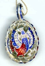 Russian silver hand made faberge egg pendant #pd-11-066 cutout design - £32.67 GBP