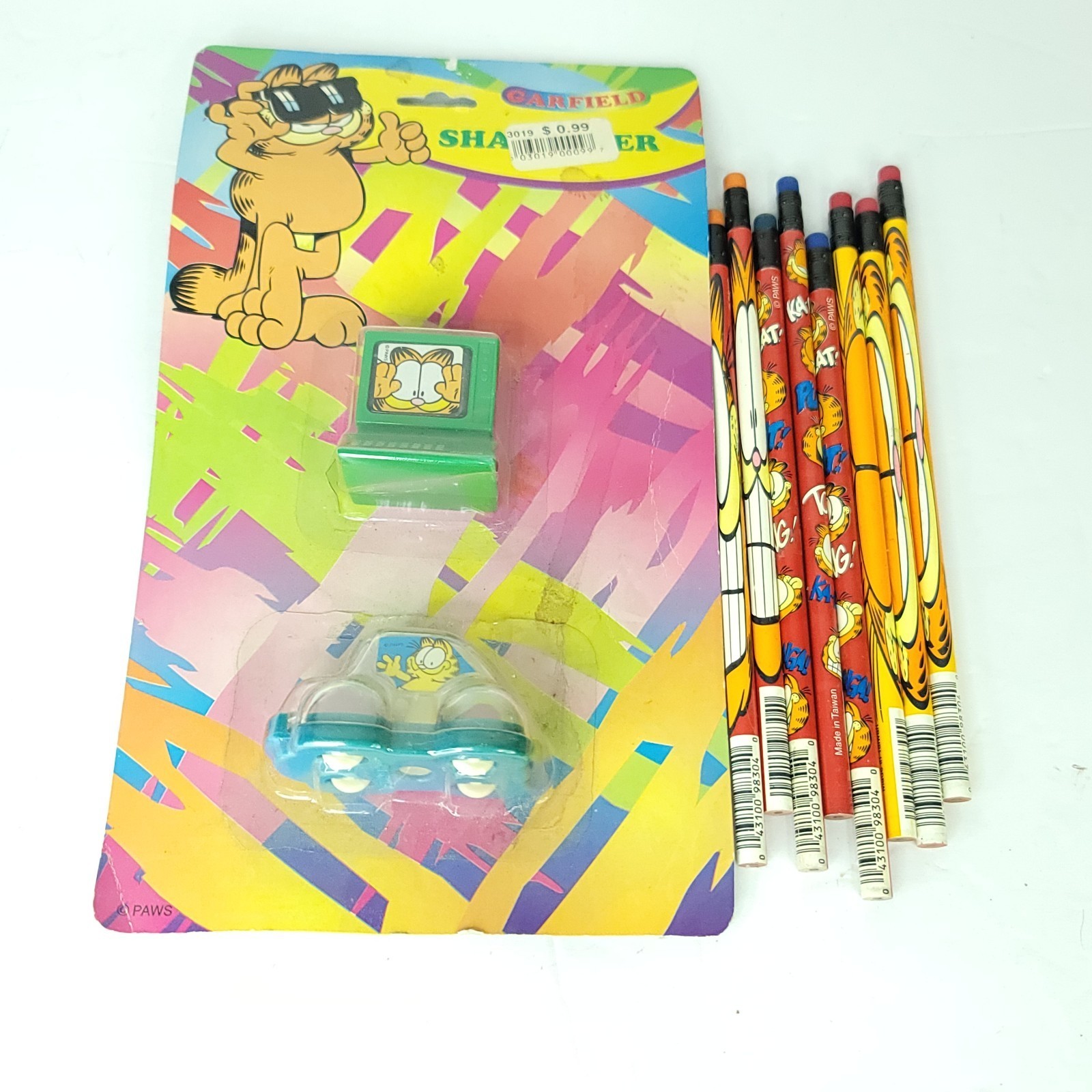 Garfield Lot 2 Pencil Sharpeners 8 Pencils Vintage NEW Sealed - $19.79